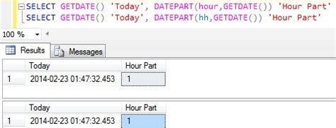 how to get hour from datetime in sql server