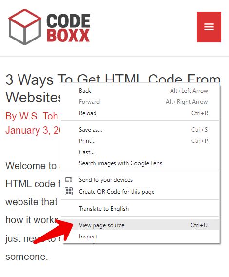 how to get html code of a website
