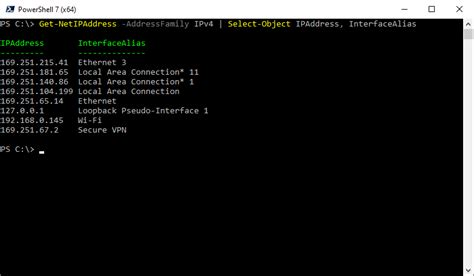 how to get ip address using powershell script