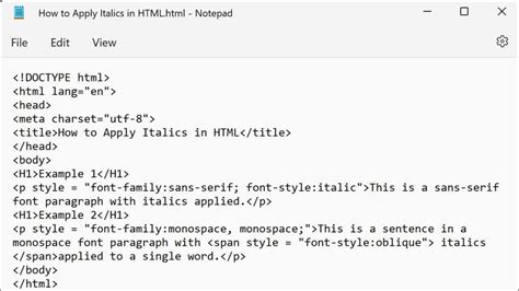 how to get italic text in html