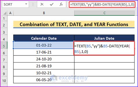 how to get julian date in excel