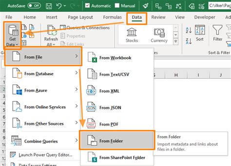 how to get list of files in folder in excel
