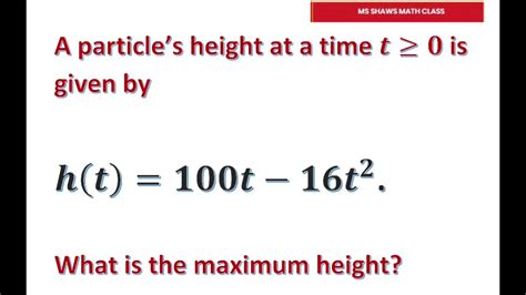 how to get maximum height math