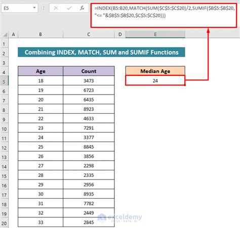 how to get median age in excel