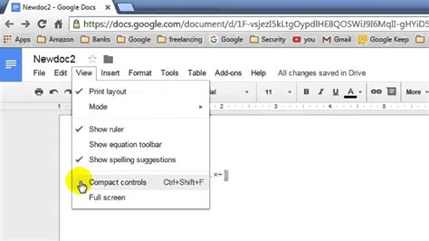 how to get menu bar in google docs