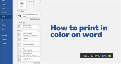 how to get microsoft word to print in color