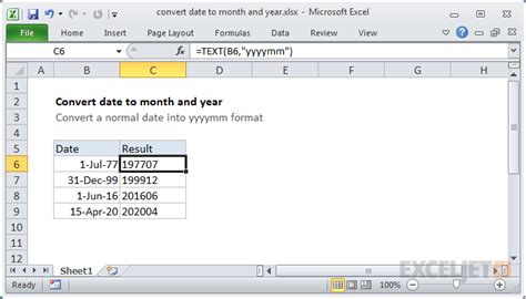 how to get month year from date in excel