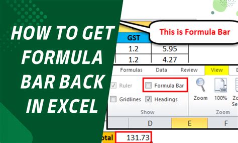 how to get my formula bar back on excel