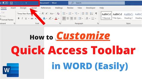 how to get my quick access toolbar back in word