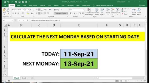 how to get next monday date in excel