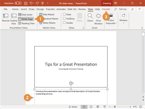 how to get notes on powerpoint slides