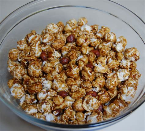 how to get peanuts to stick to caramel corn