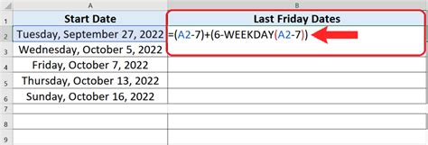 how to get previous friday date in excel