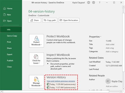 how to get previous version of excel file in sharepoint