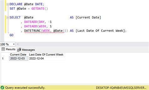 how to get previous week date in sql