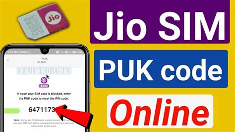how to get puk code for jio