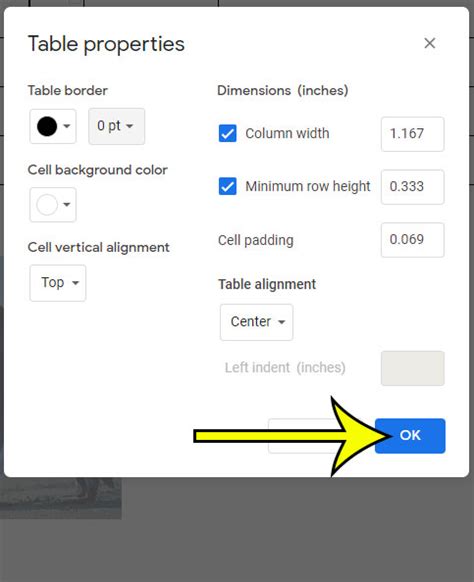 how to get rid of borders in google docs table