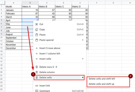 how to get rid of cells in google sheets