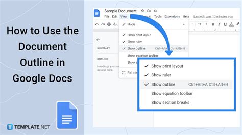 how to get rid of document outline in google docs