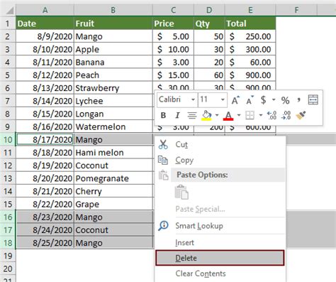 how to get rid of repeated data in excel