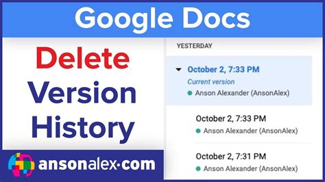 how to get rid of version history on docs