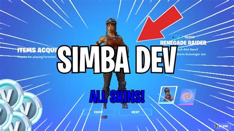 how to get simba dev any skin in game