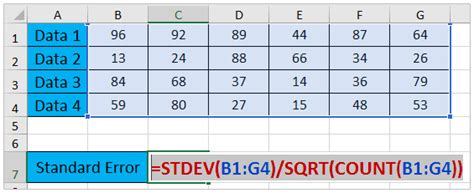 how to get standard error mean in excel