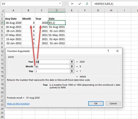 how to get start of next month in excel