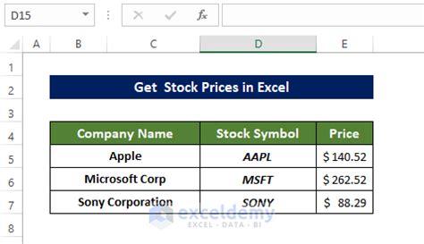 how to get stock price data in excel
