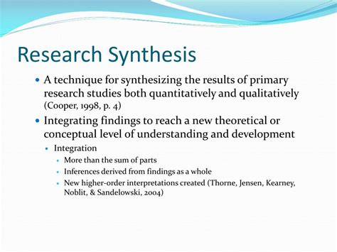 how to get synthesis in research