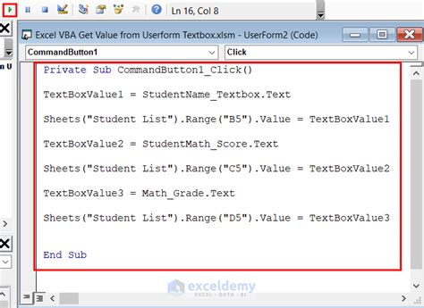 how to get text box value in excel