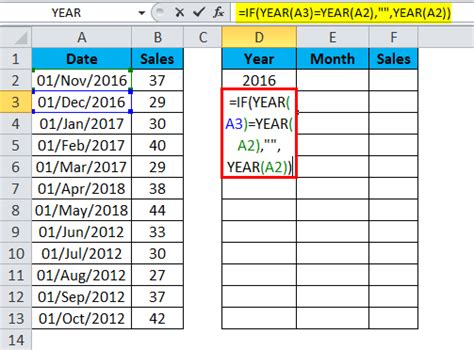 how to get the current year in excel