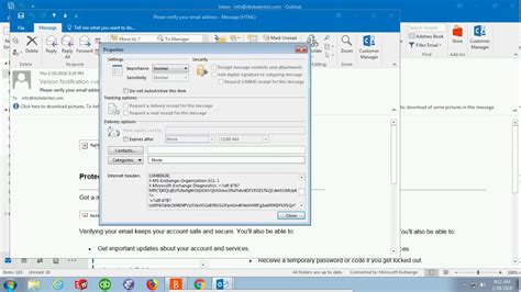 how to get the email header in outlook