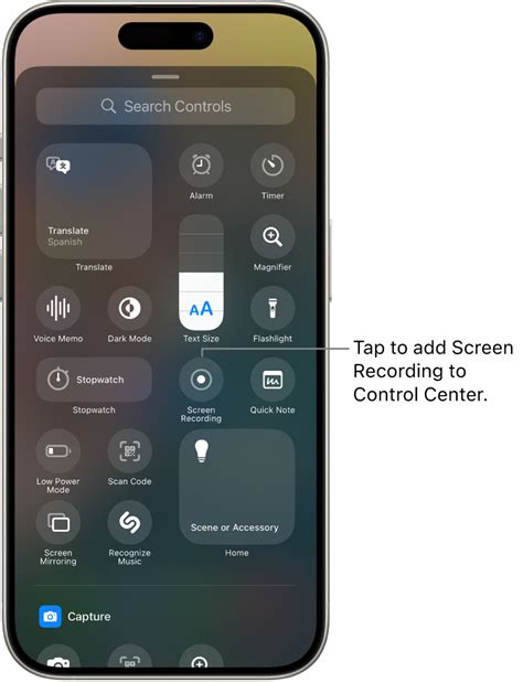 how to get the screen record button on iphone xr