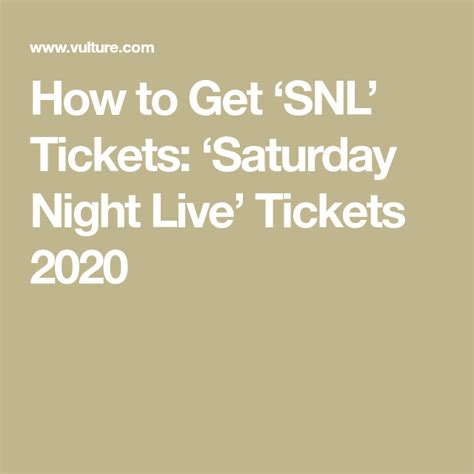 how to get tickets to snl