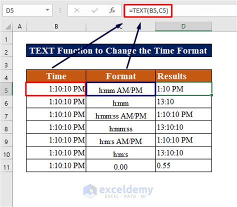 how to get time format in excel
