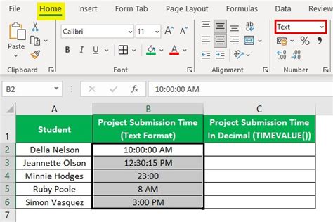 how to get time value in excel