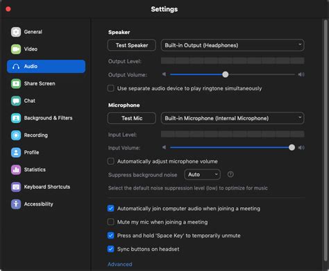 how to get to zoom sound settings