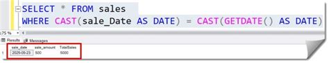 how to get today's date in sql server