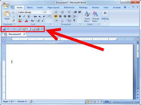 how to get toolbar back in word document
