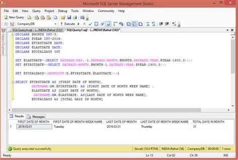how to get total days of month in sql server