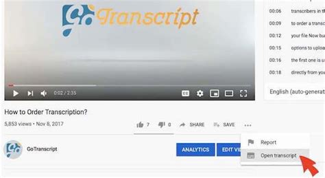 how to get transcript from youtube