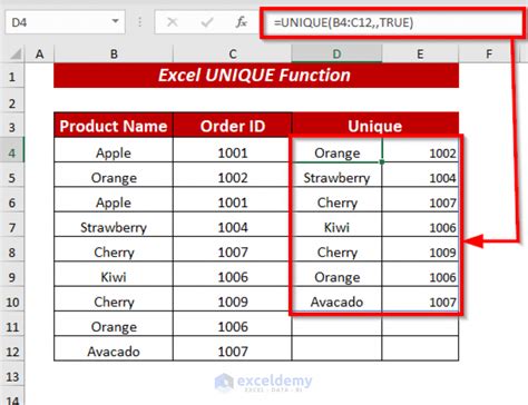 how to get unique list from excel column