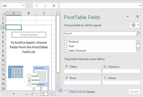how to get variance in excel pivot table