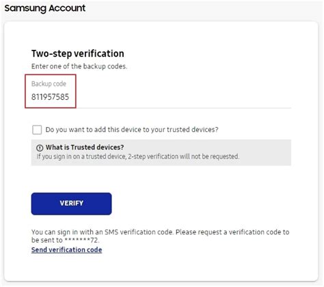 how to get verification code without phone samsung
