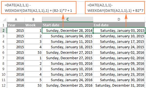 how to get week commencing date in excel
