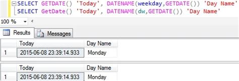 how to get week day from date in sql