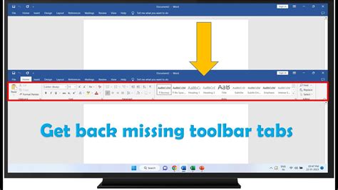 how to get your toolbar back in word
