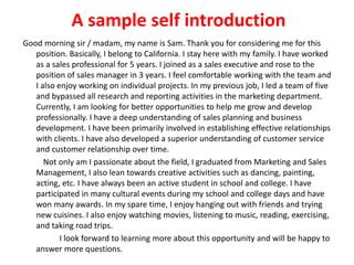 how to give a brief introduction about yourself in an interview