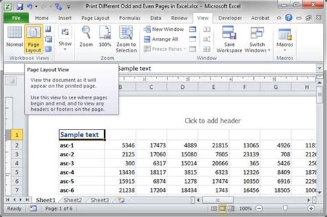 How To Give Odd Pages Print In Excel